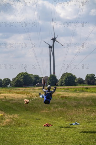 Towing area Sevelen, former gliding airfield, now winch launch area for paragliders, Issum, North