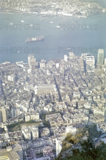 View from the Peak to Kowloon, Hong Kong, Asia, 1964