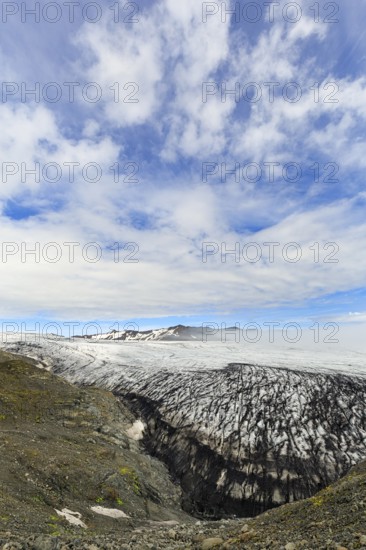 Skálafellsjökull, Skalafellsjökull, glacier tongue of Vatnajökull, volcanic landscape Breiðabunga,