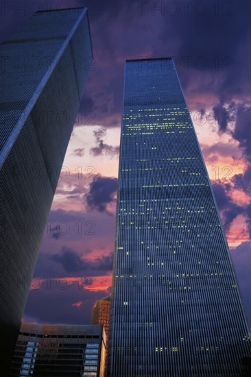 Towers of the World Trade Center in the evening sky, 9 September 2000, one year in front of the