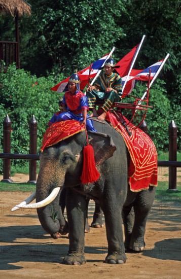 Performance with elephants at Samphran Elephant Ground and Zoo near Bangkok, Thailand, December
