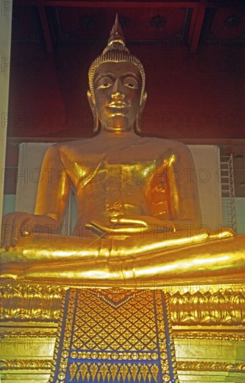 Buddha statue Phra Mongkhonbophit, Ayutthaya, Thailand, December 2002, vintage, retro, old,