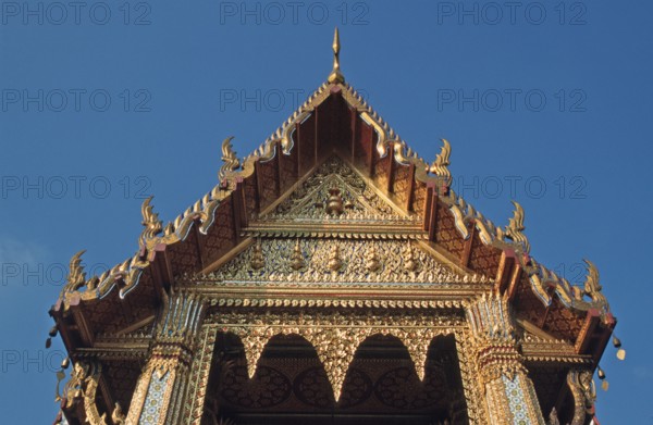 Magnificent building in Wat Phra Kaeo, Bangkok, Thailand, December 2002, vintage, retro, old,