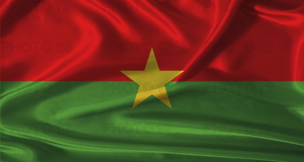 National flag of Burkina Faso with cloth texture. Burkina Faso flag with realistic texture