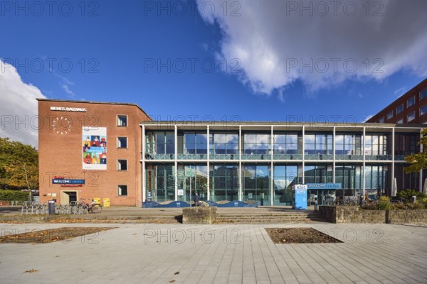 New town hall, tourist information, welcome center, brick building, modern architecture, glass