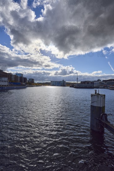 Kiel Fjord, harbor, duckdalben, quay, general architecture, modern buildings, television tower,