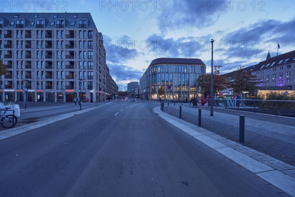 General architecture, commercial building, modern architecture, street, lantern, barrier bollard,