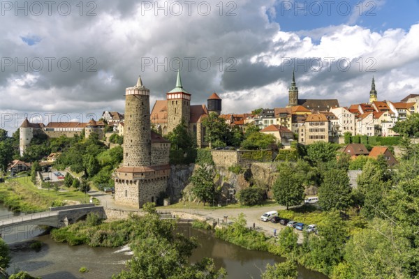 Ortenburg, Alte Wasserkunst, St. Peter's Cathedral, Wasserturm and the Spree in Bautzen, Upper