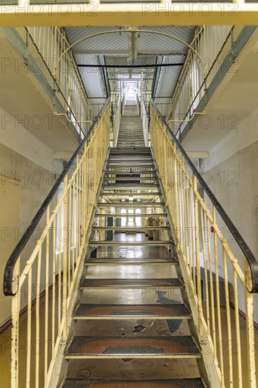 Central staircase in the interior of the former Stasi prison Bautzen II, today a memorial in