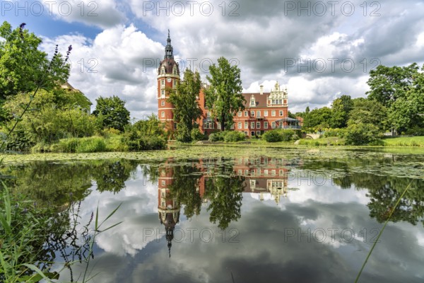 Muskau Castle in the Muskauer Park UNESCO World Heritage Site or Muzakowski Park in Bad Muskau,