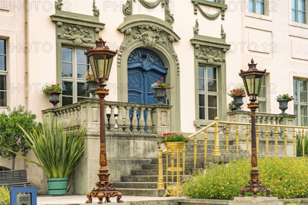 Entrance to Branitz Castle in the landscape park created in 1846 by Prince Hermann von