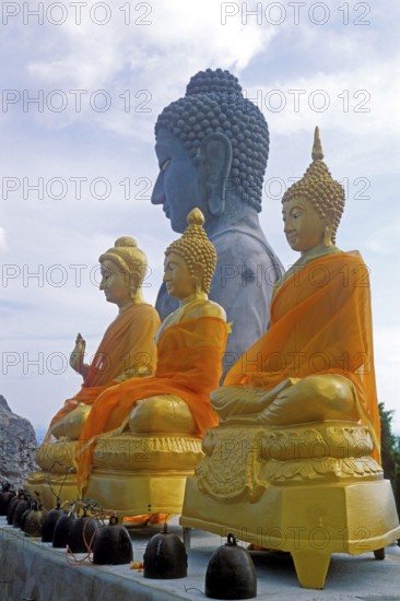 Buddha statues in the Wat Tam Sua monastery, which is partly on the top of a mountain, Krabi,