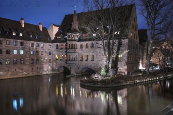 Former Heilig Geist Hospital above Pegnitz, built in the 14th century, now a rest of the