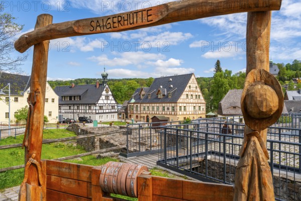 Ruins of the Saigerhütte, half-timbered house historic tavern and house of the grower, today hotel,
