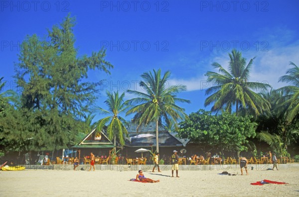 People, palm trees, beach, Railay West, two years in front of the tsunami, Krabi, Thailand,