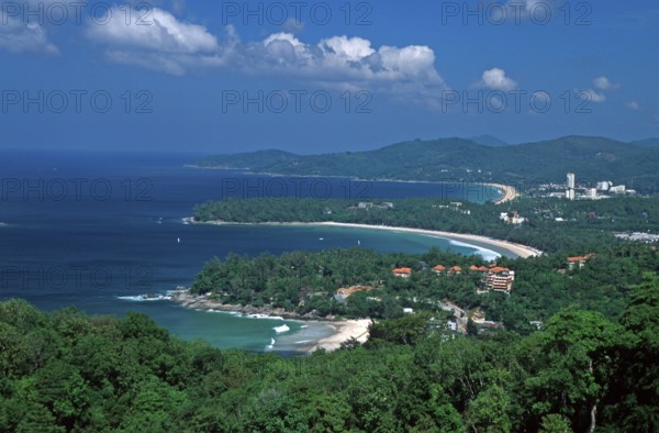 View of Kata Noi Beach, Kata Beach and Karon Beach, two years in front of the tsunami, Ko Phuket,