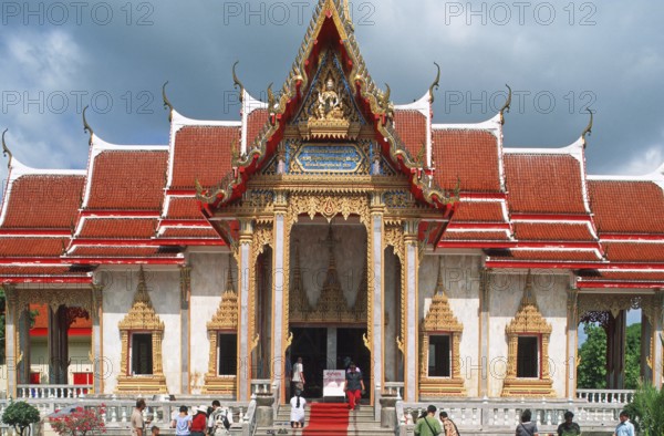 Building, Wat Chalong monastery, Ko Phuket, Thailand, December 2002, vintage, retro, old, historic