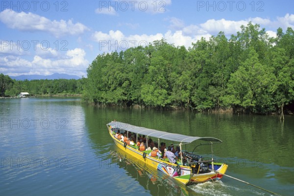 Sightseeing boat in Phangnga Bay near Ko Phuket, Thailand, December 2002, vintage, retro, old,