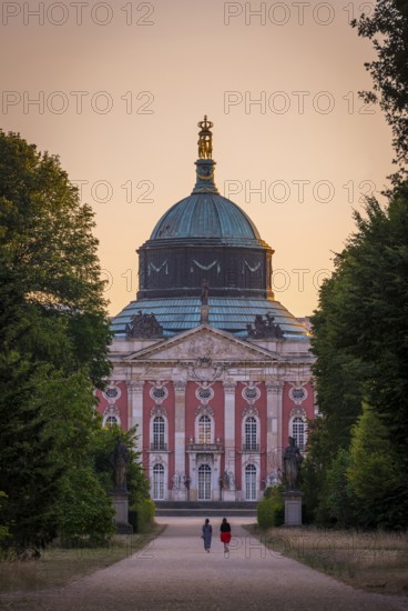 The new palace in Sanssouci Park in the evening light, Potsdam