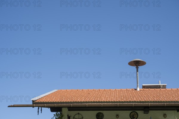 Siren on a house roof, warning the alarm in case of danger, Kreuth, Tegernsee Valley, Upper