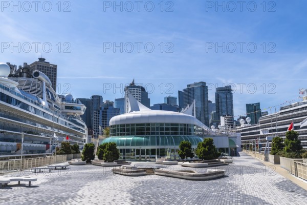 Canada place, a prominent landmark and cruise ship terminal in vancouver, british columbia, stands