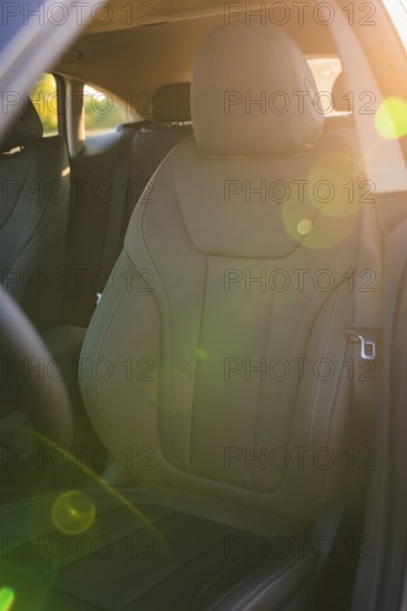 Front passenger seat of a modern car with lighting effects for a relaxed atmosphere, Deer