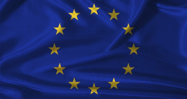 National flag of the European Union with cloth texture. European Union flag with realistic texture
