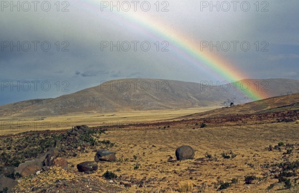 Rainbow, Andean highlands near Puno, Peru, South America, September 1997, vintage, retro, old,
