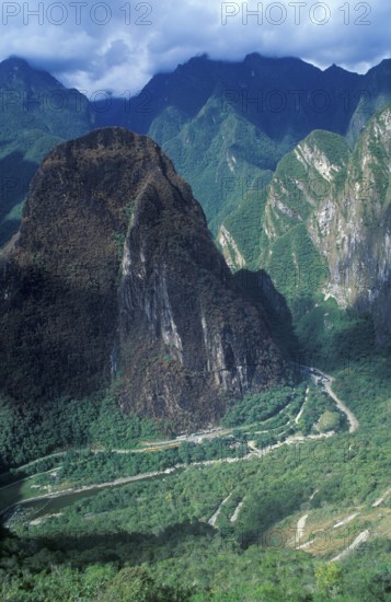 Mountains near Machu Picchu, Andean Highlands, Peru, South America, September 1997, vintage, retro,