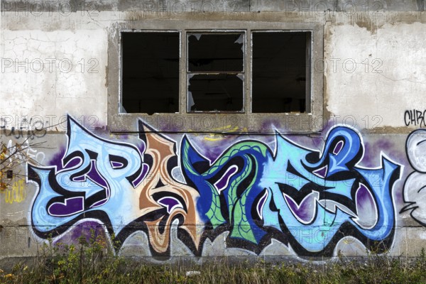 Alte Wand with Grafity, dilapidated plant of a former agricultural production cooperative of the