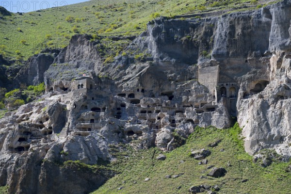 Impressive monastery complex nestled in a cliff. A mix of nature and history, cave town, cave