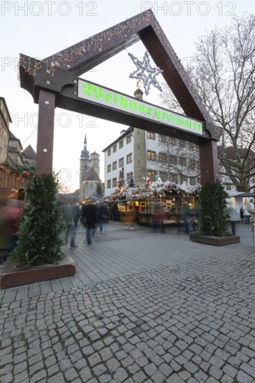 Entrance to Stuttgart 2025 Christmas Market: Festive lights, inviting stands, mulled wine,