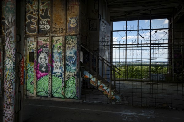Graffiti on the former US eavesdropping facility on Teufelsberg in Grunewald, Berlin, Germany
