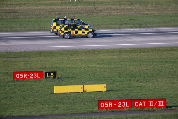 Inspection of runway 05R/23L 3000m main runway south, by Marshall vehicles also called Follow Me