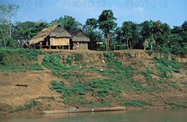 Riverfront house, Rio Tambopata, Tambopata National Park, Amazon Basin, Peru, South America,