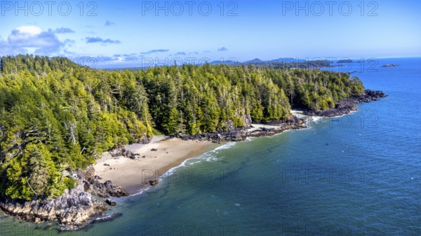 Breathtaking aerial view revealing the pristine beauty of mackenzie beach within clayoquot sound