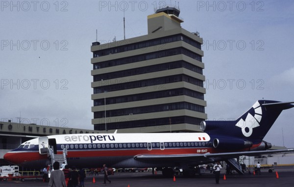 Aero Peru machine, airport, Lima, Peru, South America, September 1997, vintage, retro, old,
