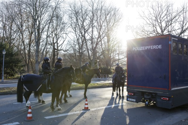 Police horse patrol during the visit of Volodymyr Selensky (President of Ukraine) to Frank-Walter