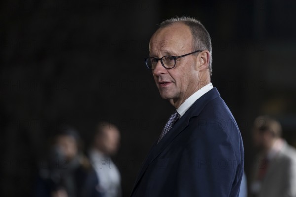 Friedrich Merz (Chancellor of the Federal Republic of Germany) waits for the guests to arrive at