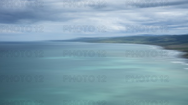 Wairarapa coast, sea, mountains, blurred, long exposure, ICM. Castlepoint, Wairarapa Coast,