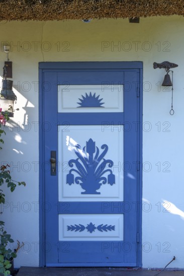 Decoratively designed front door on a residential building, Ahrenshoop, Darß, Mecklenburg-Western