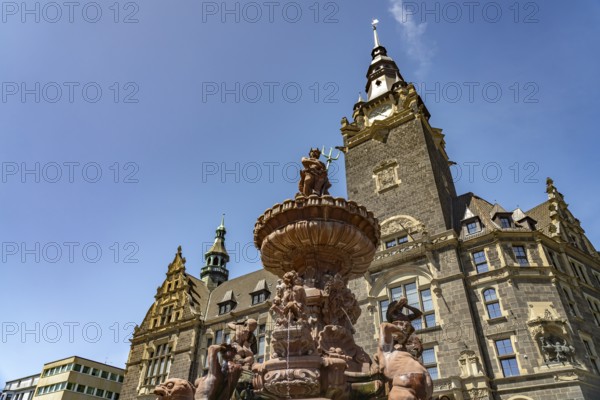 The anniversary fountain in front of the town hall in Elberfeld, Wuppertal, North Rhine-Westphalia,