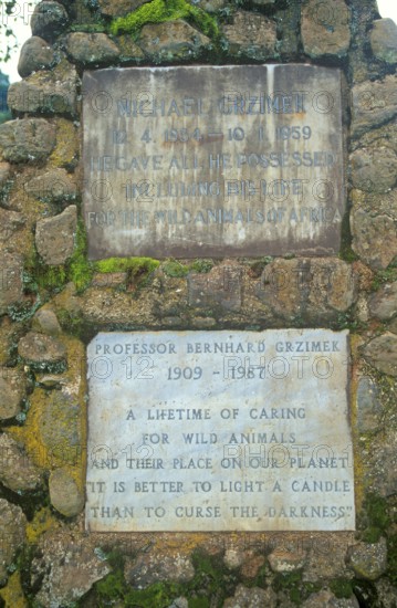 Memorial plaques for Michael Grzimek and his father Professor Bernhard Grzimek on the edge of the