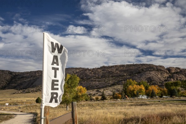 Alcova, Wyoming - A banner marks the location of drinking water at the Mormon Handcart Historic