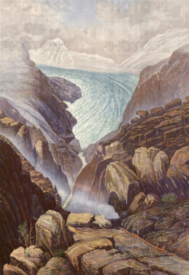 The source of the Rhine, Lake Toma in the canton of Grisons as a source of the Rhine, Switzerland,