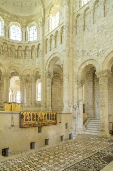 Marble floor in opus sectile technique (lat. cut work), Abbey of Fleury, Saint-Benoît-sur-Loire,