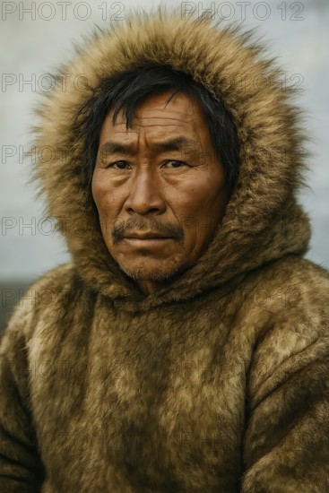An old Inuit man, portrait, symbolic image Eskimo, polar region, winter, native, indigenous people,