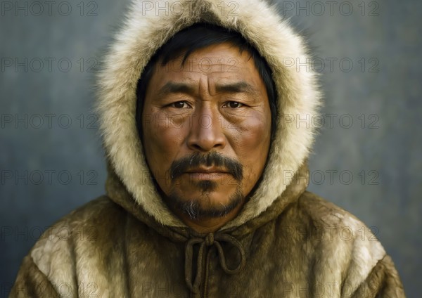 An old Inuit man, portrait, symbolic image Eskimo, polar region, winter, native, indigenous people,