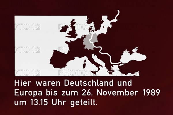 Sign to commemorate the division of Germany, former inner German border, Iron Curtain, Wall, map of