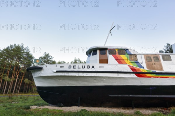 Beluga, former Greenpeace ship ashore, memorial, resistance against nuclear waste, interim storage